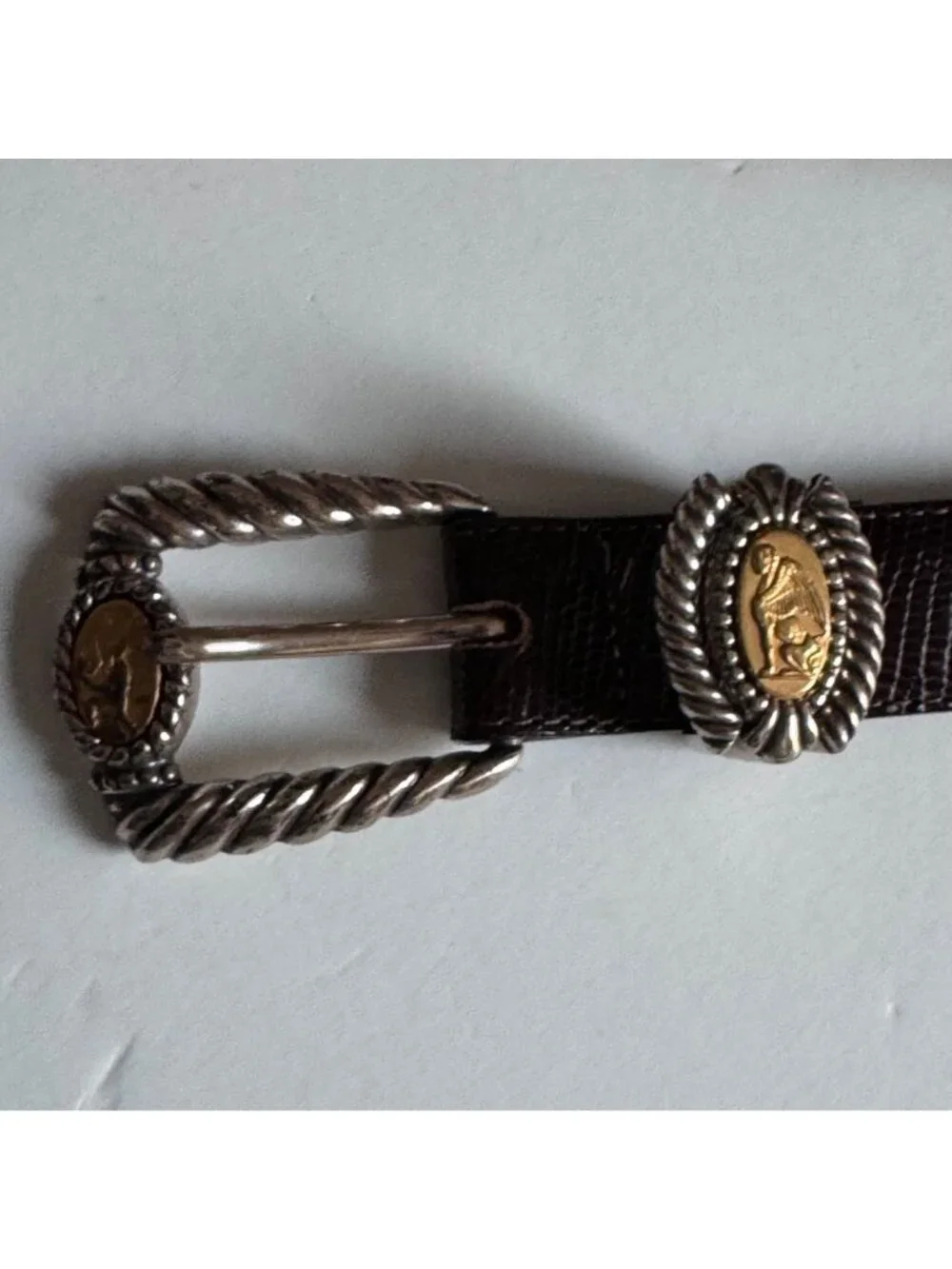 Brighton Brown Leather Belt Museum Collection M 37809 Sphinx Pegasus Vintage 90s - Picture 10 of 16